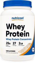 Nutricost envase frontal del Whey Protein Concentrate mostrando tamaño y pureza