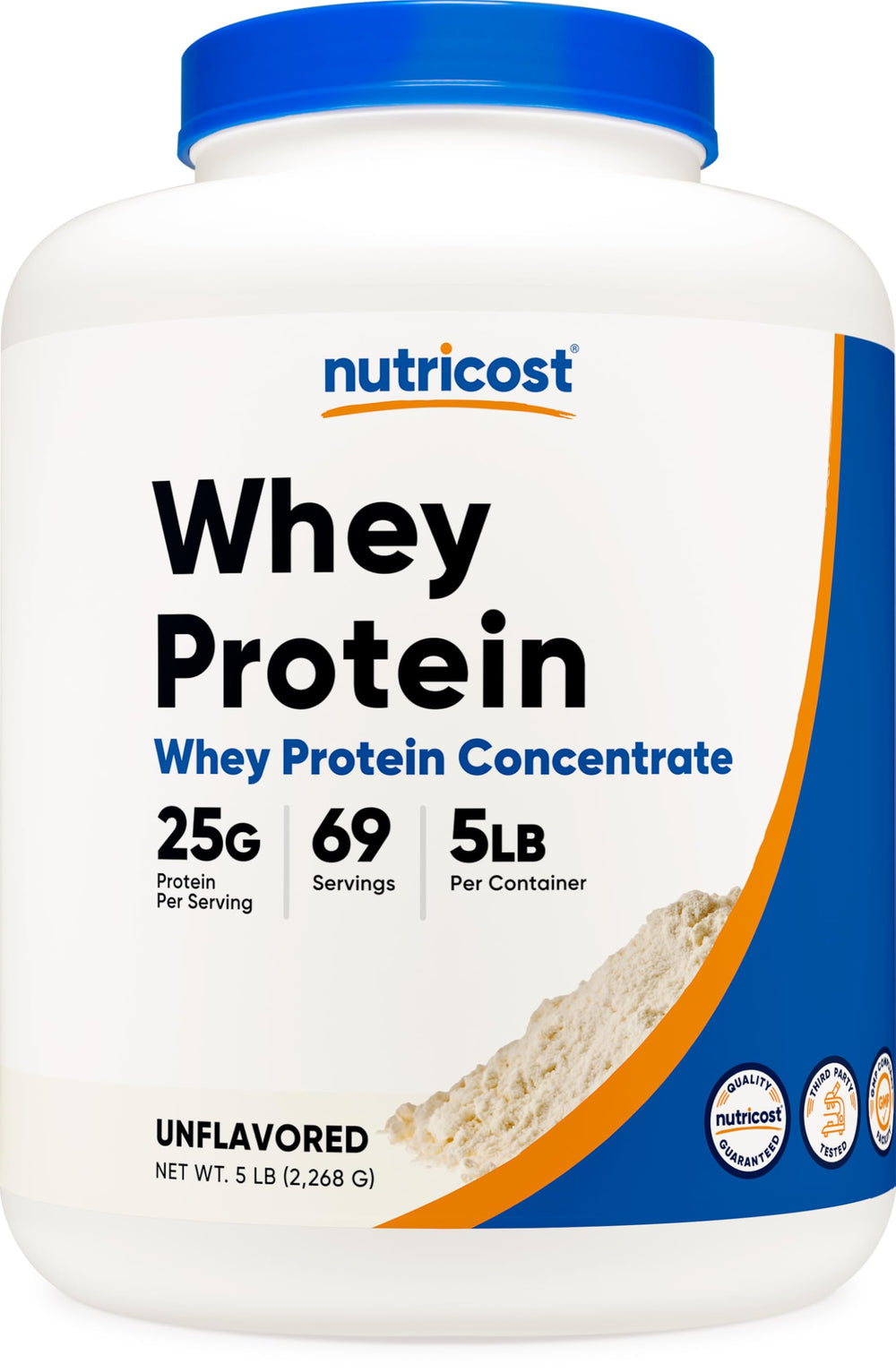 Nutricost envase frontal mostrando 5 LB, claridad y cantidad