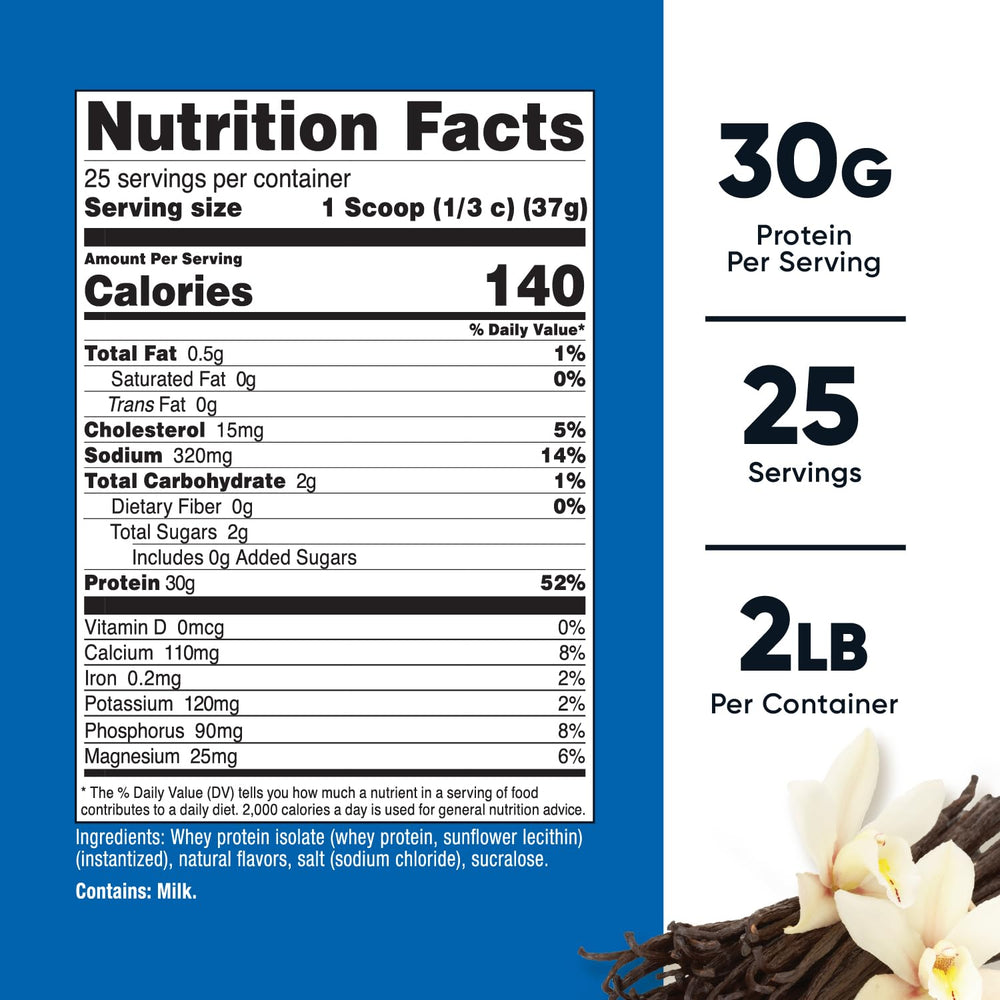 Polvo fino de Nutricost Whey Vainilla en primer plano que demuestra fácil disolución