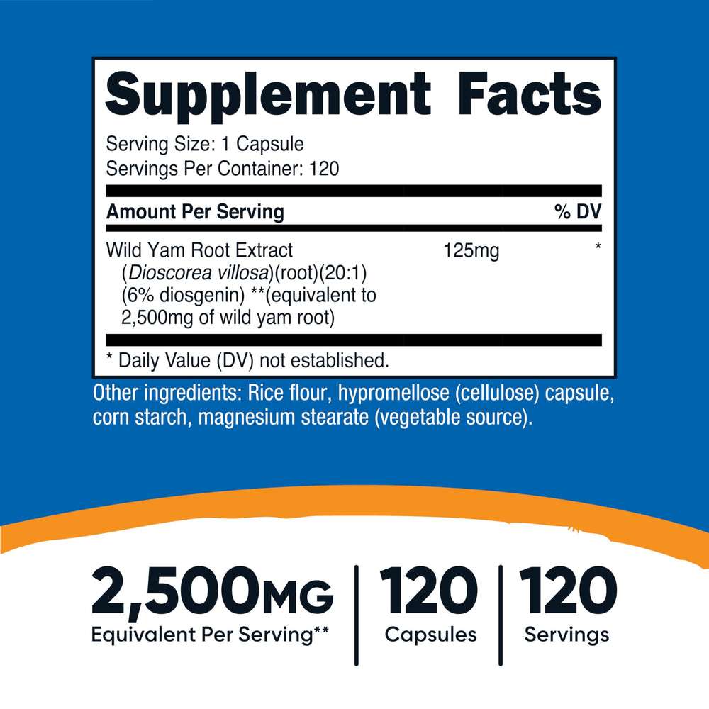 Persona sujetando cápsula Nutricost Wild Yam Root antes de ingerir, fácil dosificación