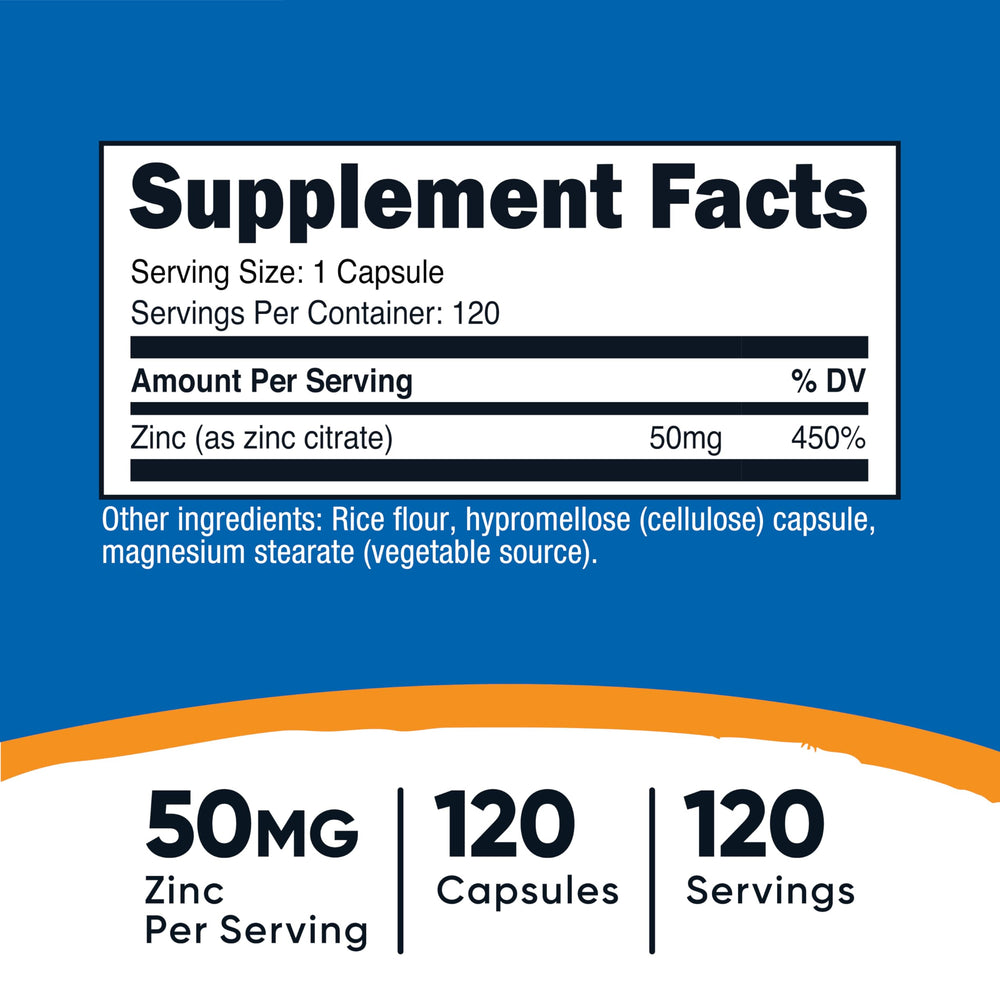 Plano detalle de una cápsula de Nutricost Zinc Citrate para apreciar su textura