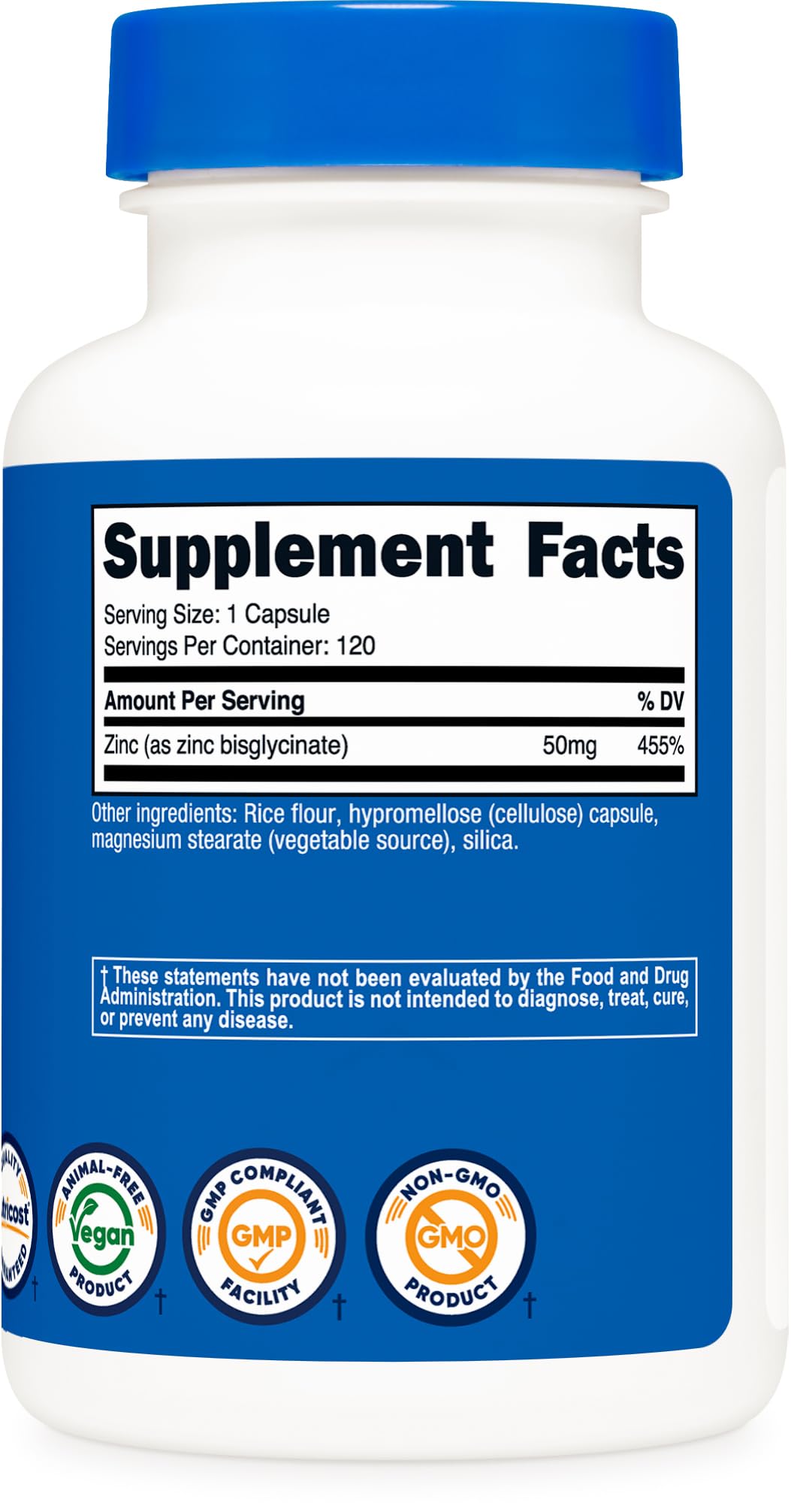 Nutricost etiqueta con información nutricional y certificados, garantía de calidad