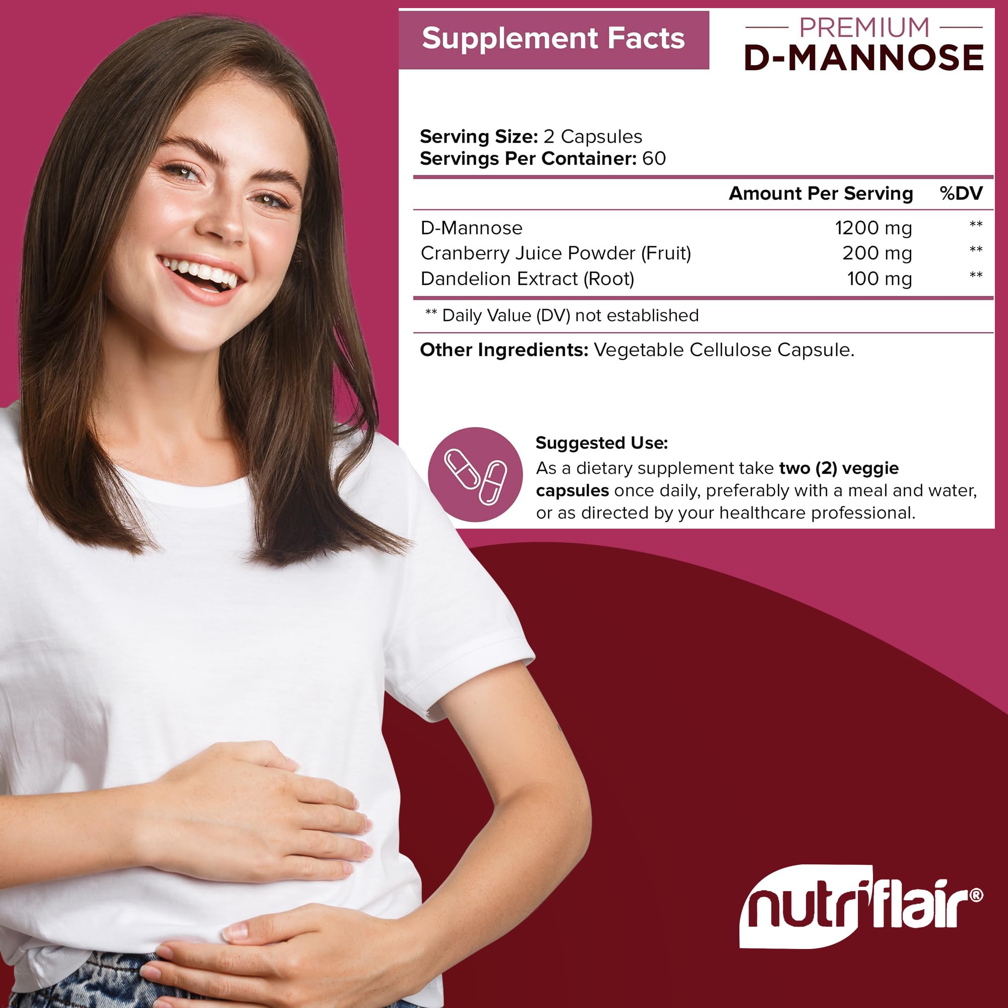 NutriFlair cápsulas en mano para comparar tamaño y dosificación práctica