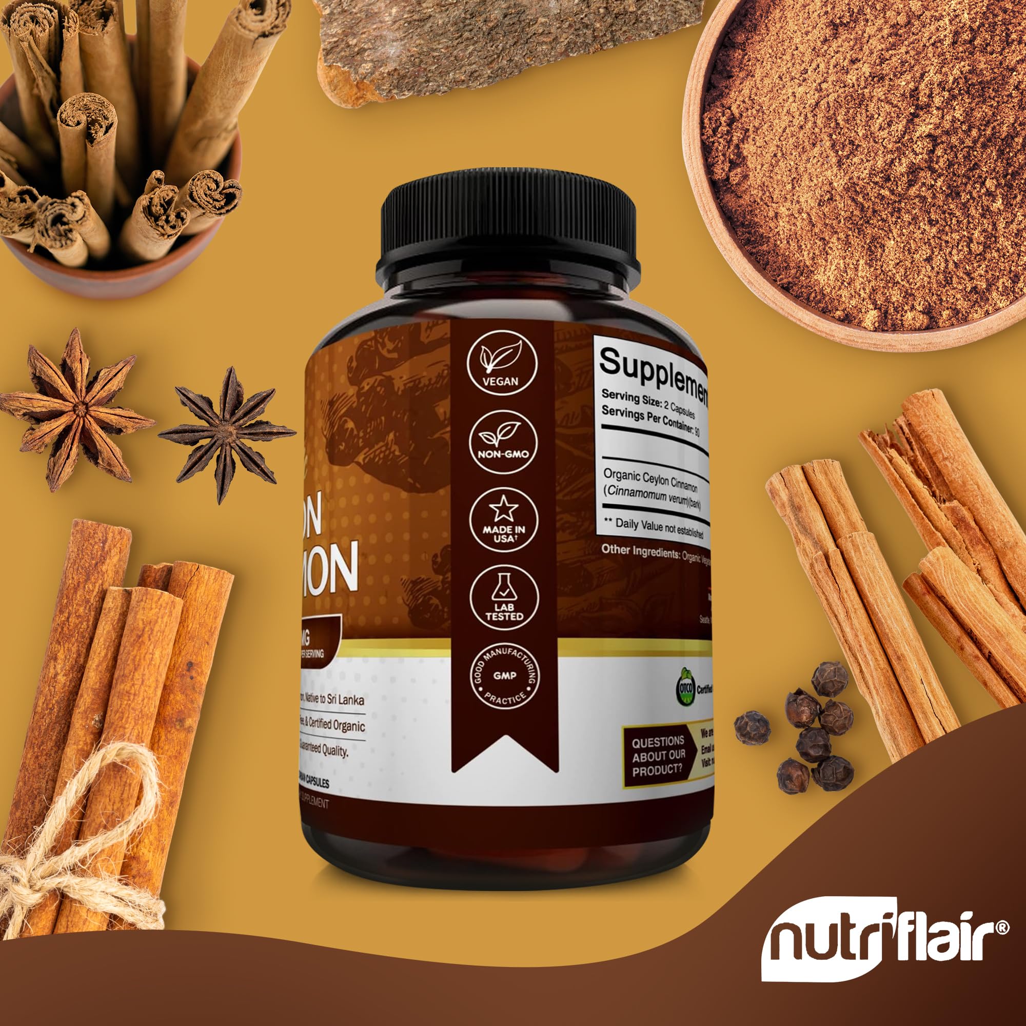 NutriFlair cápsula abierta mostrando polvo puro y calidad vegetal