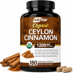 NutriFlair frasco frontal mostrando etiqueta orgánica, transmite confianza