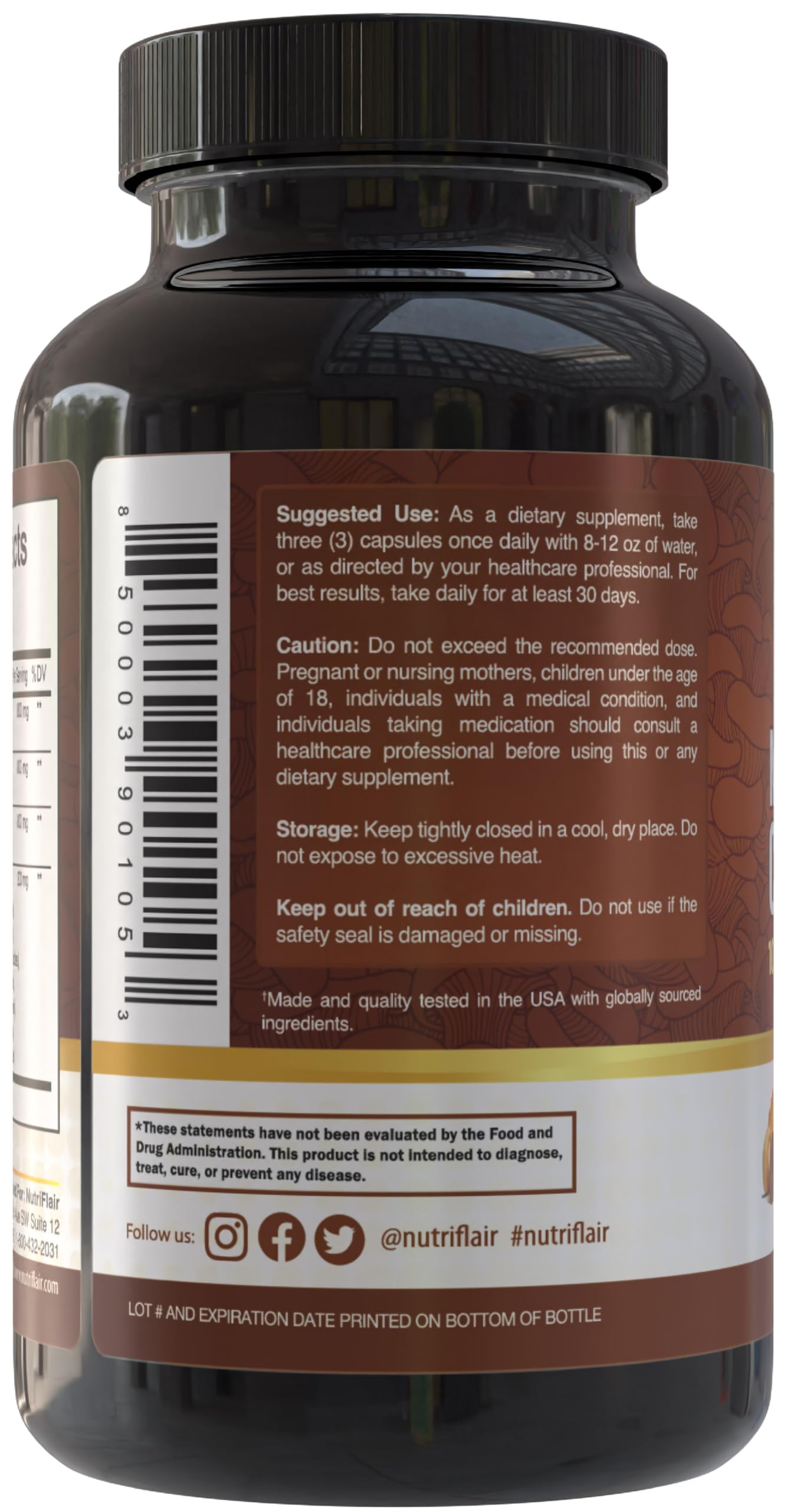 NutriFlair etiqueta con ingredientes y garantías de calidad