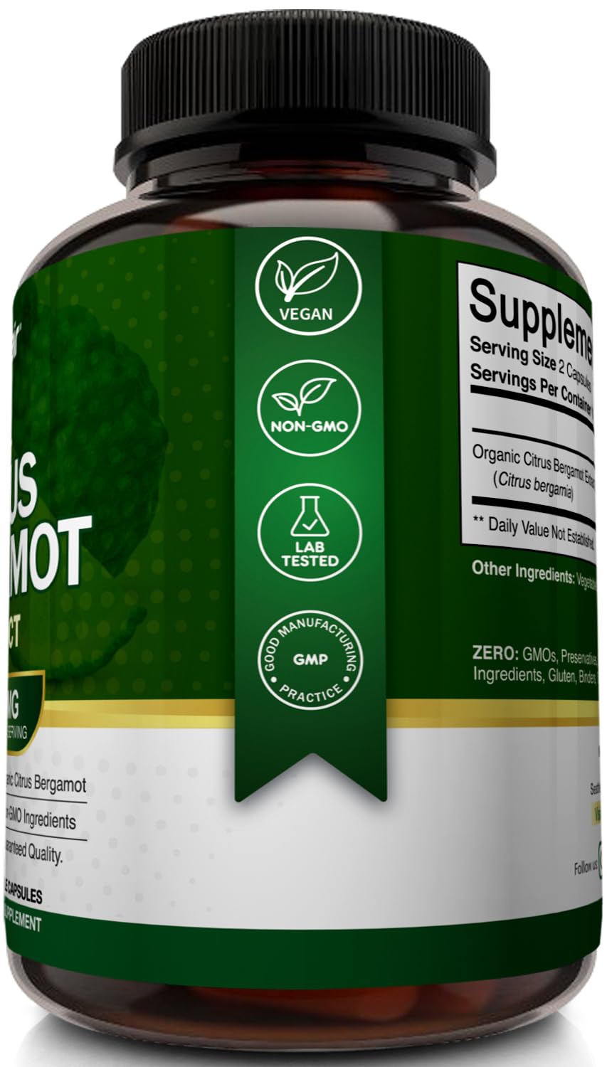 NutriFlair bergamotas enteras junto al frasco indicando origen italiano