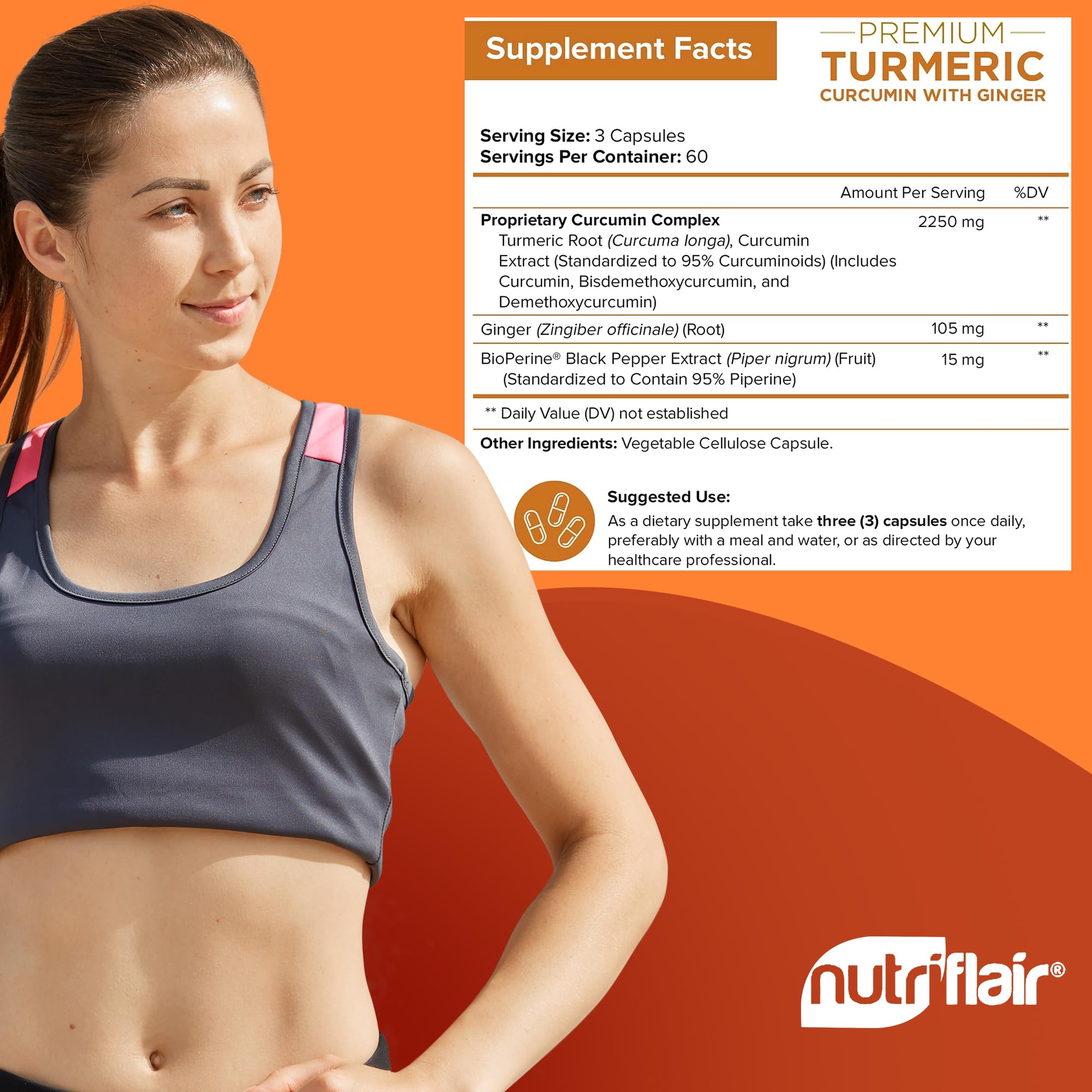 NutriFlair jengibre y cúrcuma reunidos como ingredientes naturales