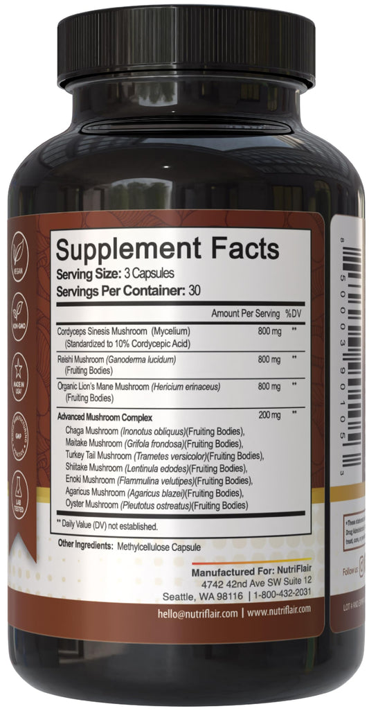 NutriFlair textura del polvo de hongos, extracción pura para potencia