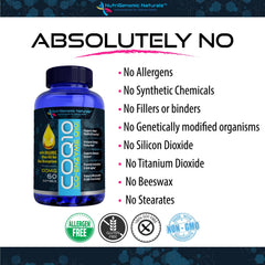 NutriGenomic Naturals bote abierto mostrando las 60 cápsulas internas