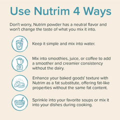 NUTRIM etiqueta información nutricional indicando beta-glucanos por porción