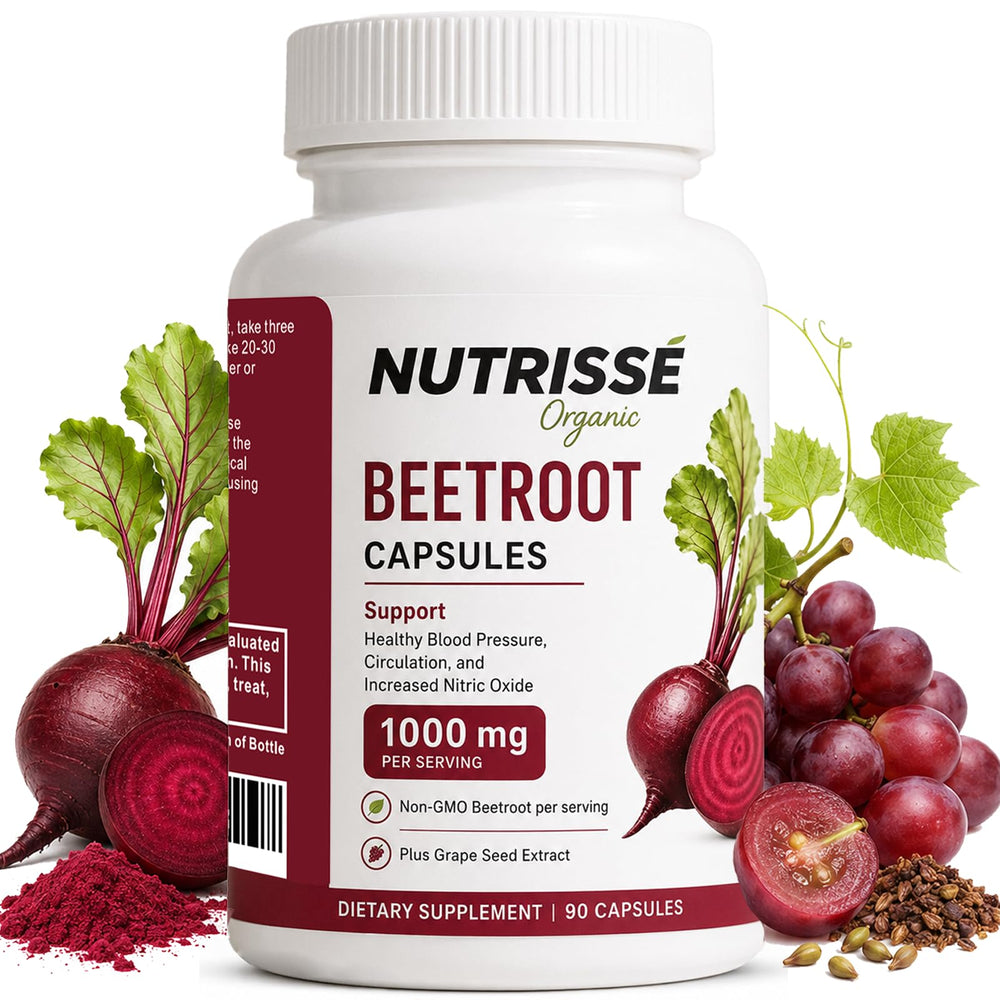 Nutrisse Organic frasco frontal mostrando 90 cápsulas y conveniencia