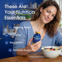 Nutrition Essentials cápsula en la mano para mostrar tamaño y facilidad de uso
