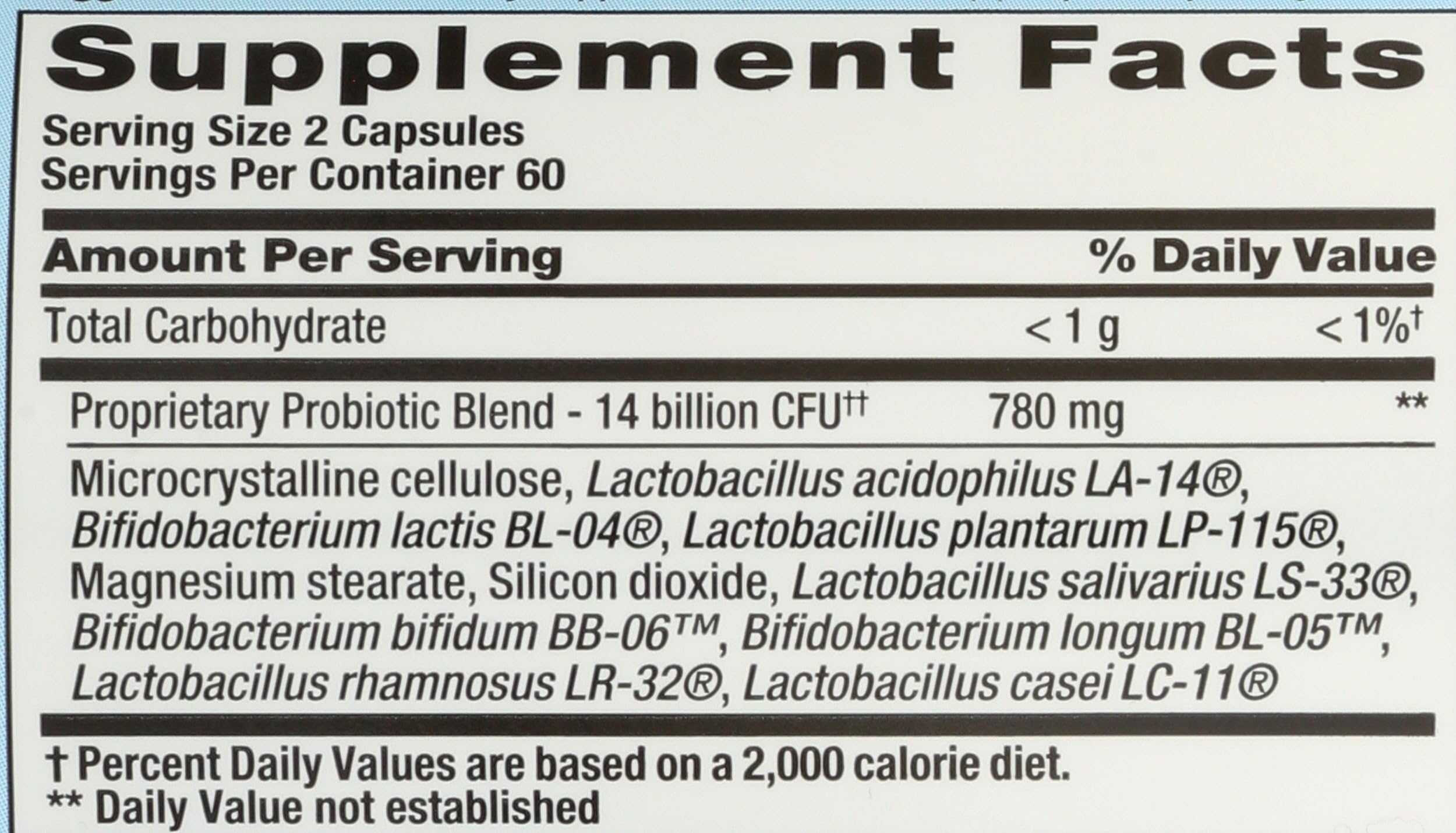 Nutrition Now etiqueta Pb 8 con lista de cepas e ingredientes naturales