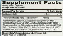 Nutrition Now etiqueta Pb 8 con lista de cepas e ingredientes naturales