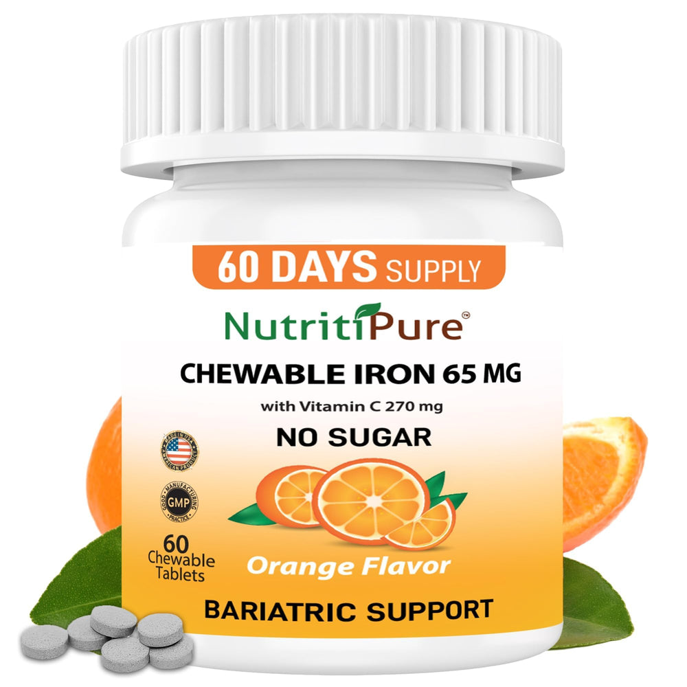 NutritiPure empaque frontal mostrando tabletas masticables y beneficios