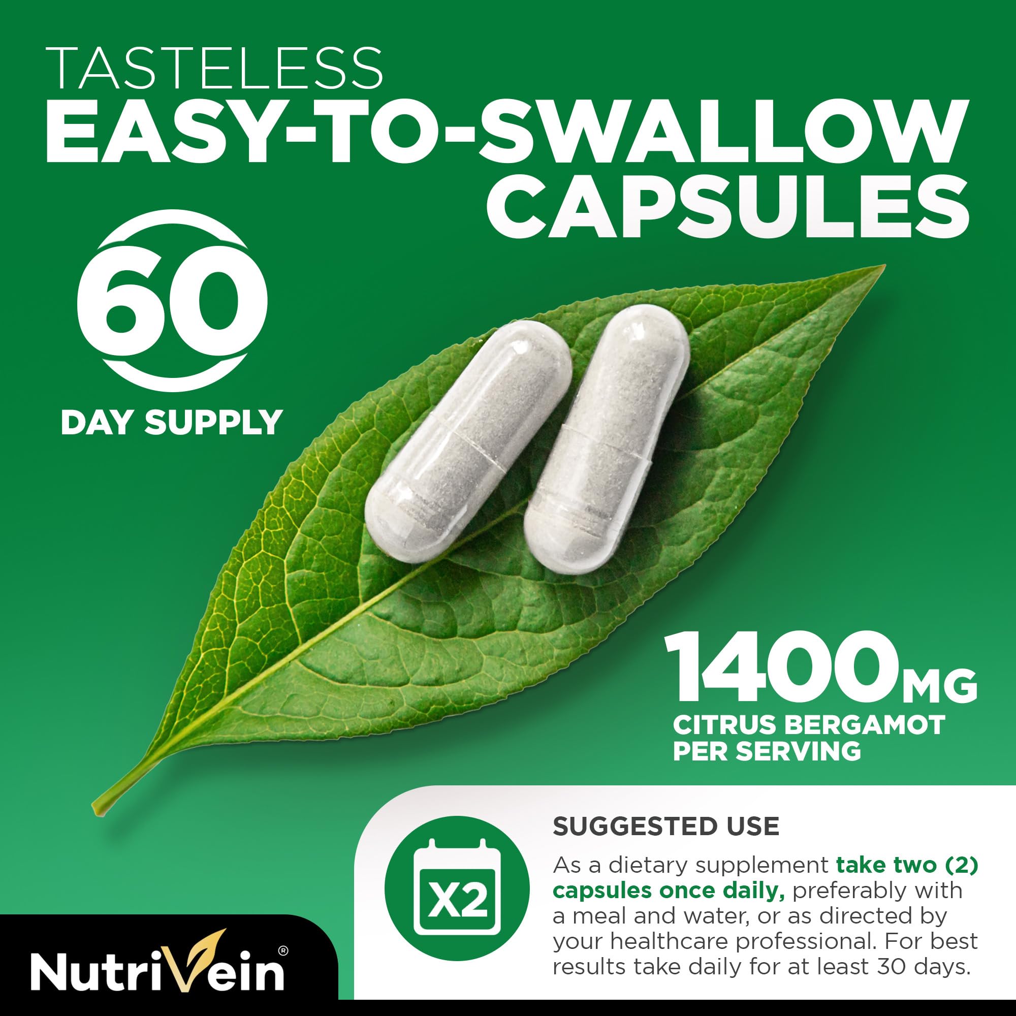 Nutrivein 120 cápsulas junto a una moneda para comparar tamaño