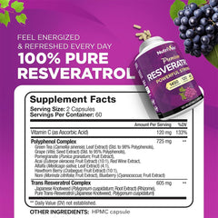 Etiqueta Nutrivein con información de resveratrol, té verde y acai, fácil lectura