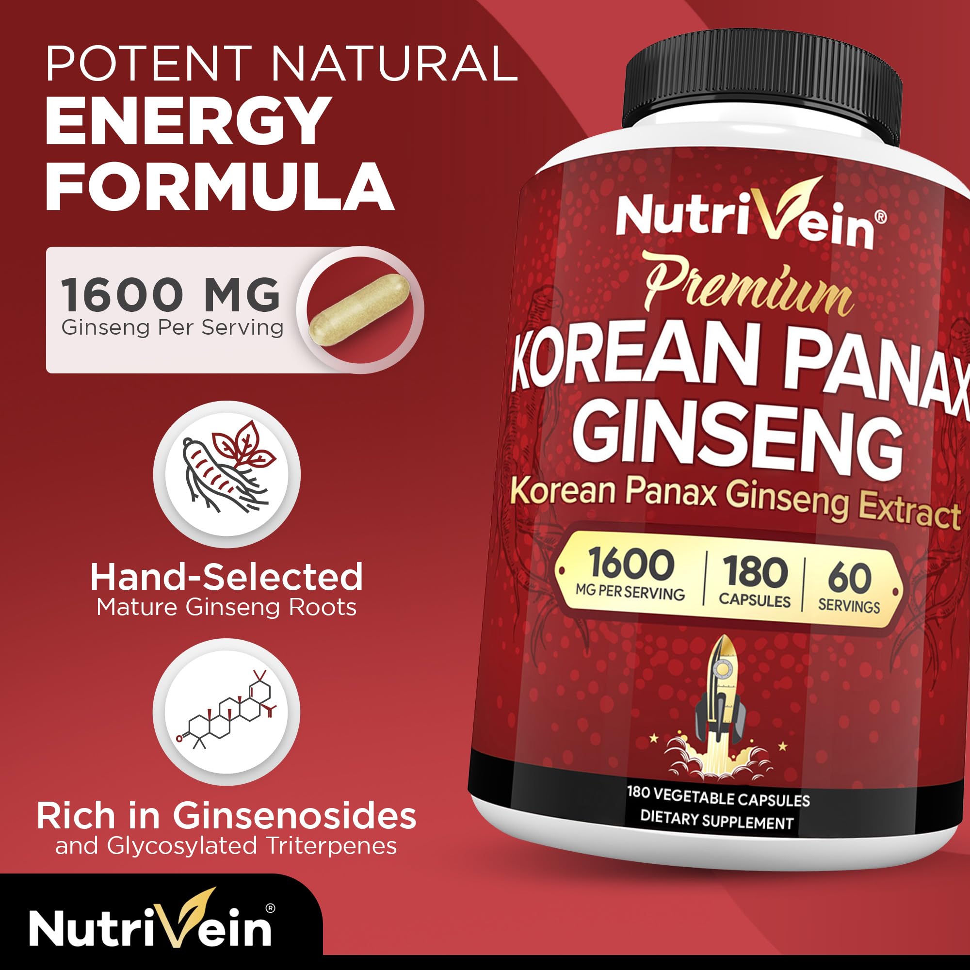 Nutrivein empaque abierto mostrando lista de ingredientes y garantía
