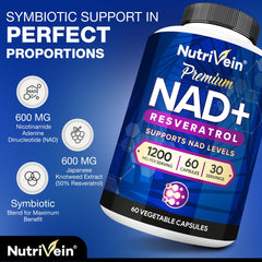 Nutrivein etiqueta con lista de ingredientes y certificación cGMP identificable