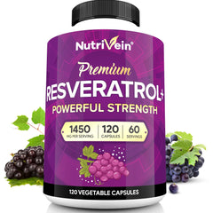 Botella Nutrivein Resveratrol 1450 mg vista frontal mostrando diseño y cantidad