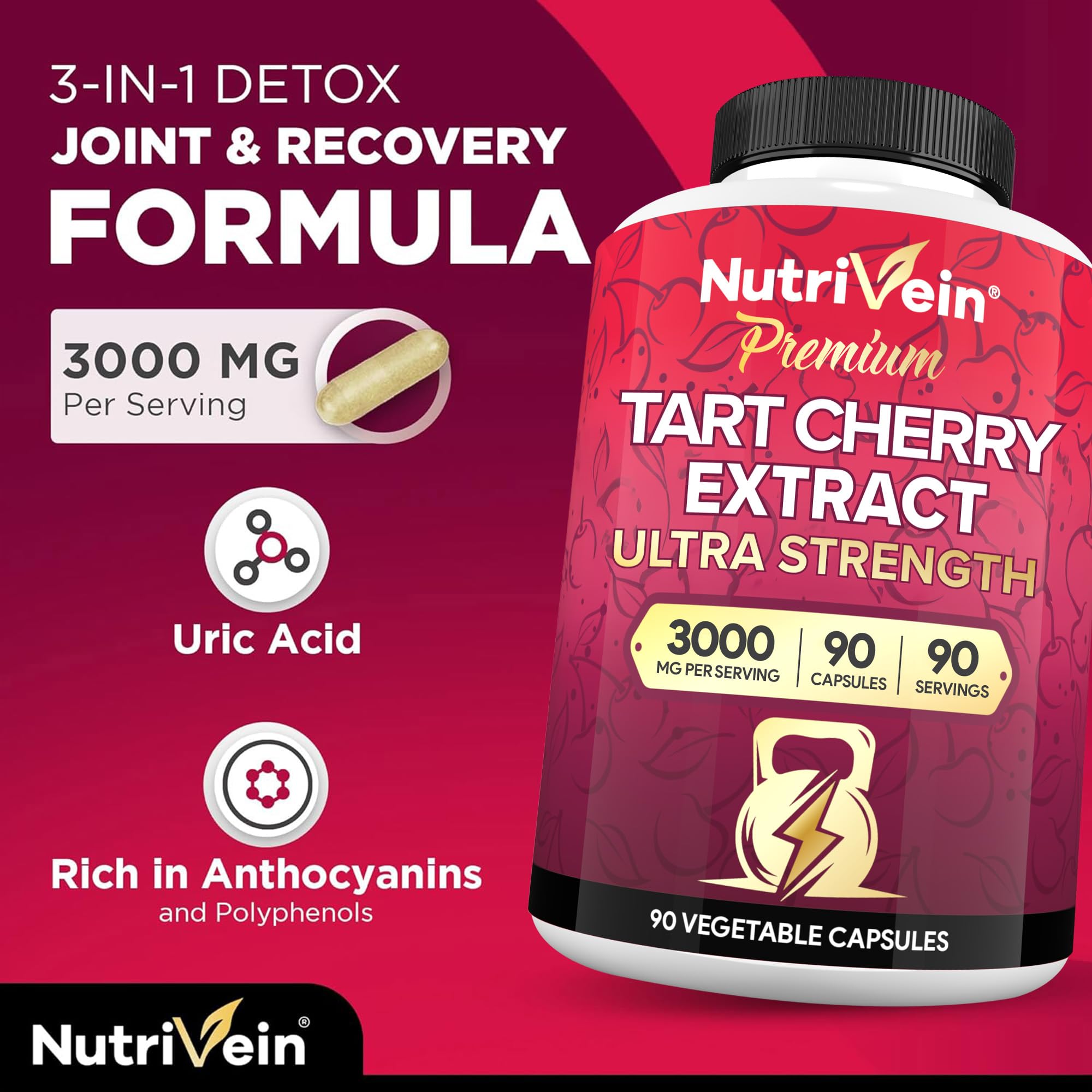 Nutrivein etiqueta con lista de ingredientes y garantía cGMP visible