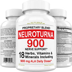 Nuturna Neuroturna frontal del envase mostrando ingredientes clave y dosis