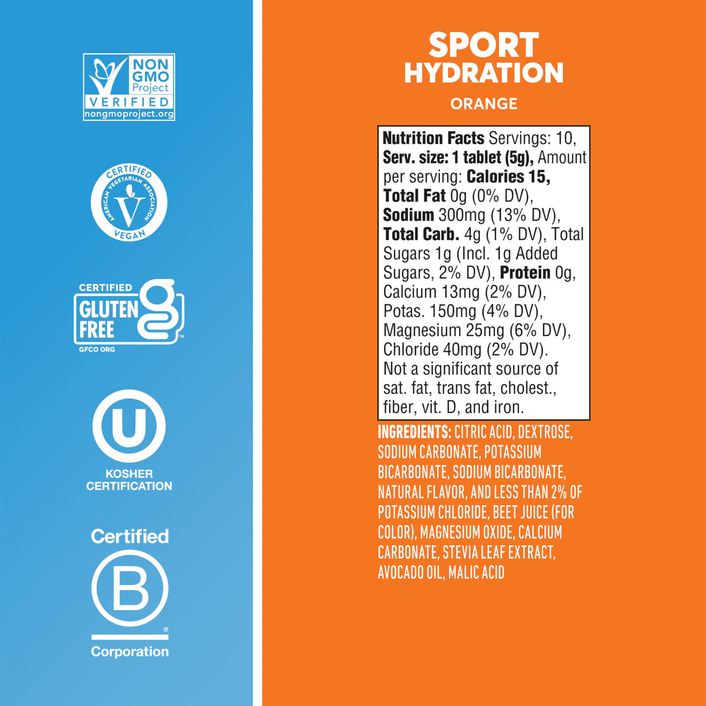 Nuun etiqueta con información nutricional y lista de electrolitos