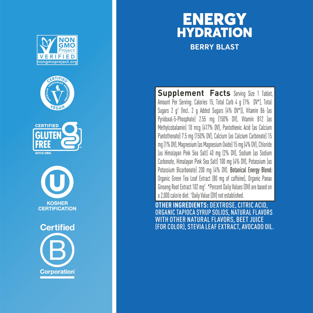 Etiqueta Nuun con lista de electrolitos y beneficios visibles