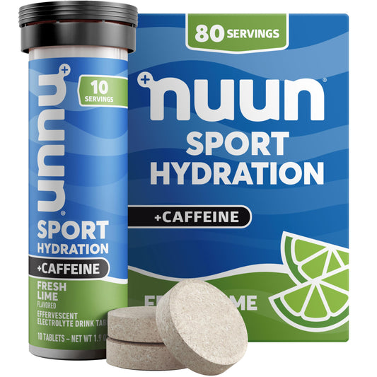 Nuun envase frontal Fresh Lime mostrando diseño y beneficios de hidratación
