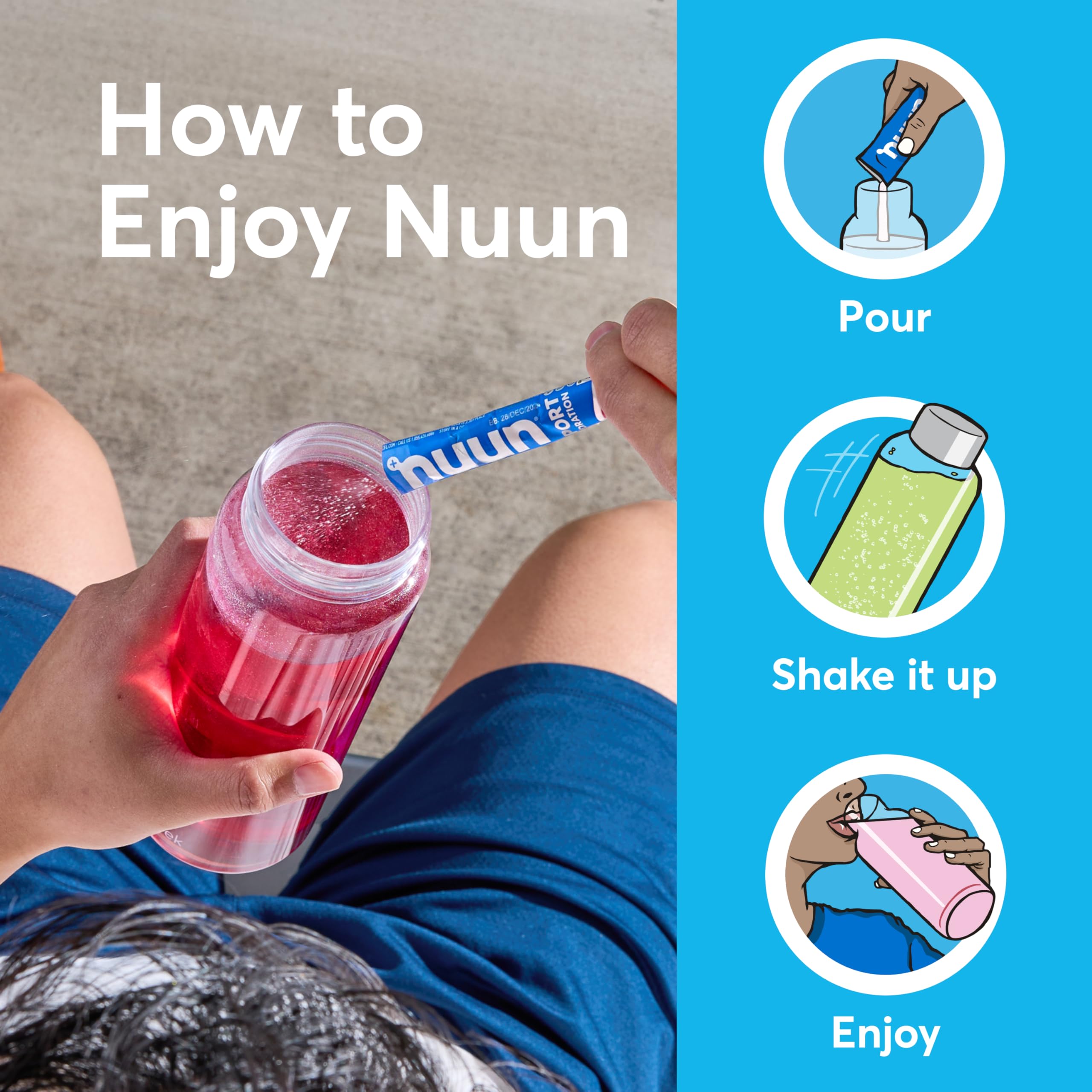Atleta bebiendo Nuun Pink Lemonade en gimnasio para recuperar electrolitos