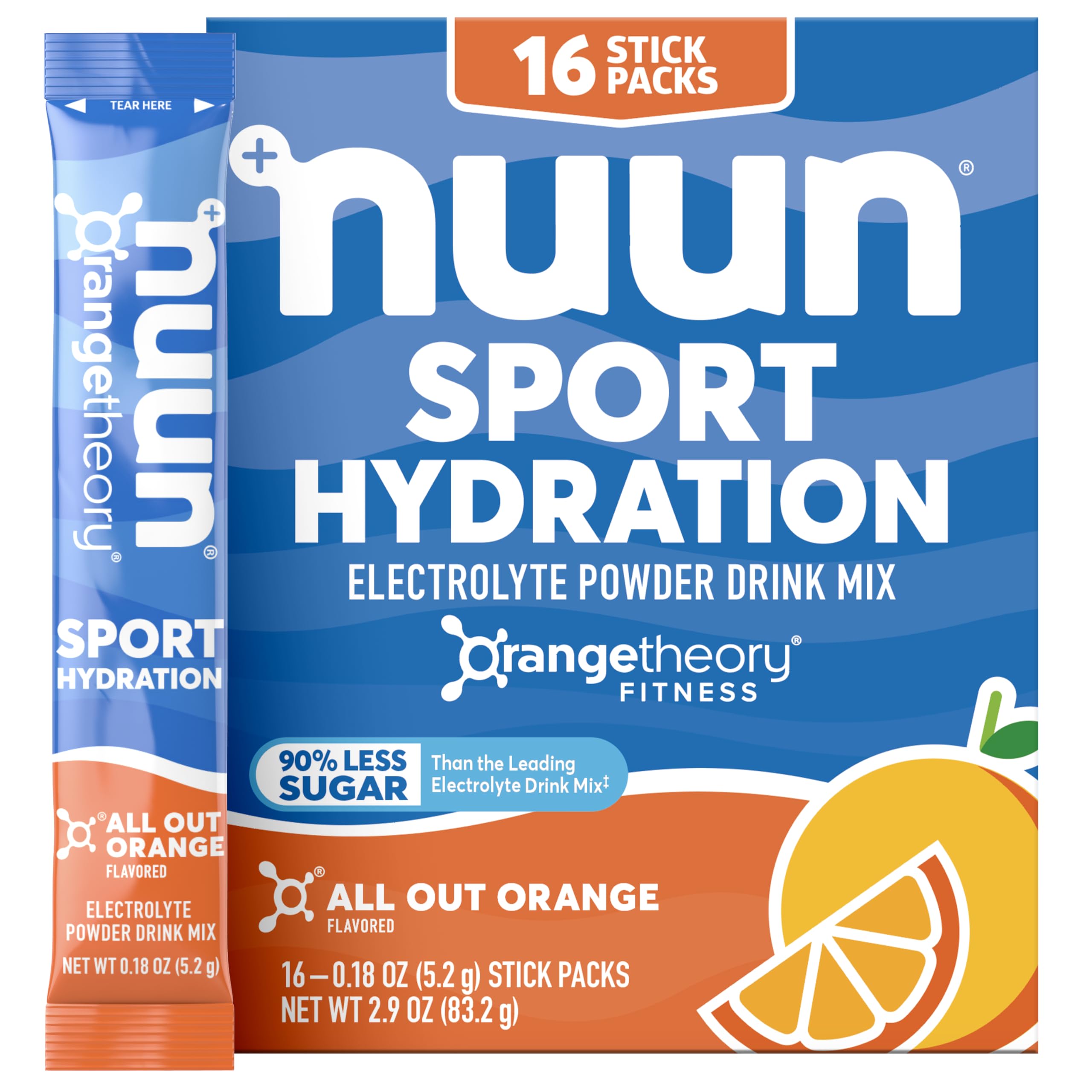 Nuun sobre frontal All Out Orange mostrando diseño y beneficio refrescante