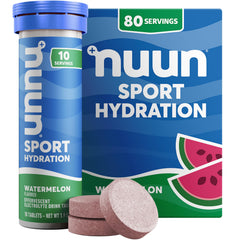 Nuun frente del empaque mostrando tubos y beneficios de hidratación