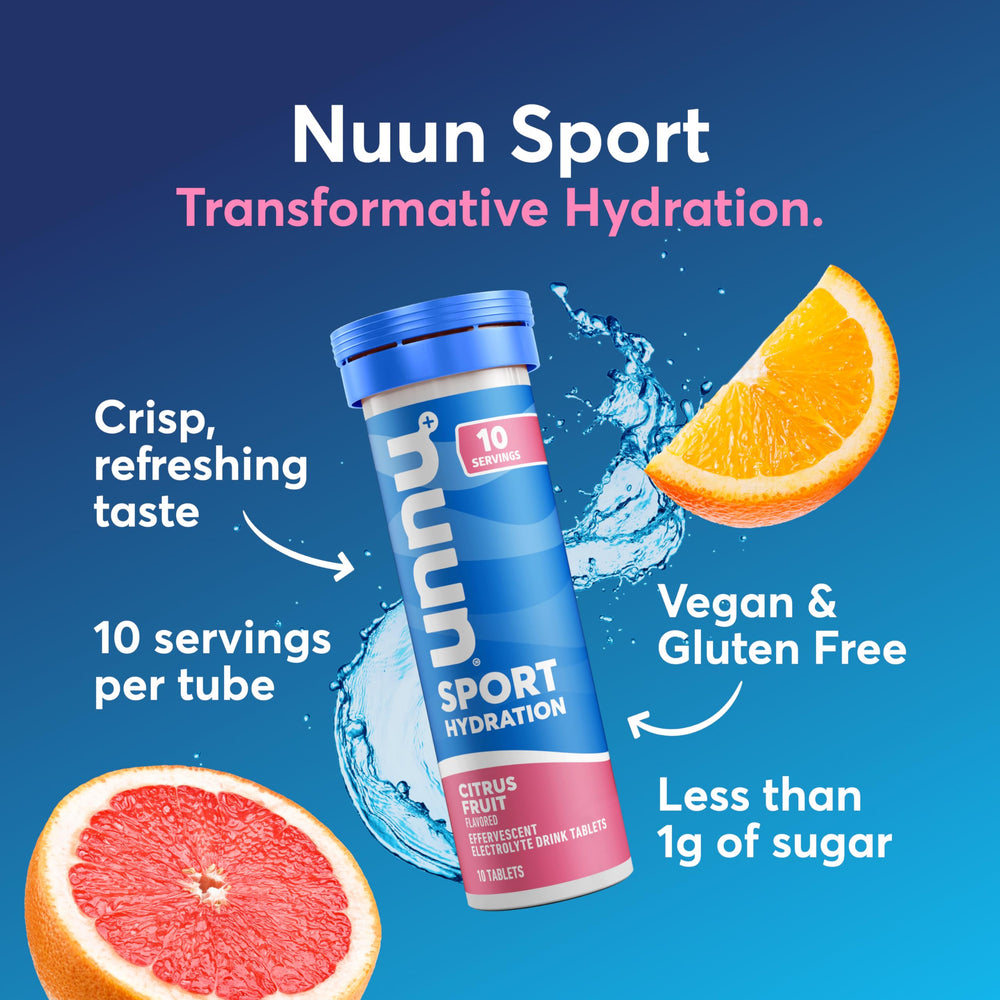Nuun tubo abierto con tabletas visibles para transporte fácil