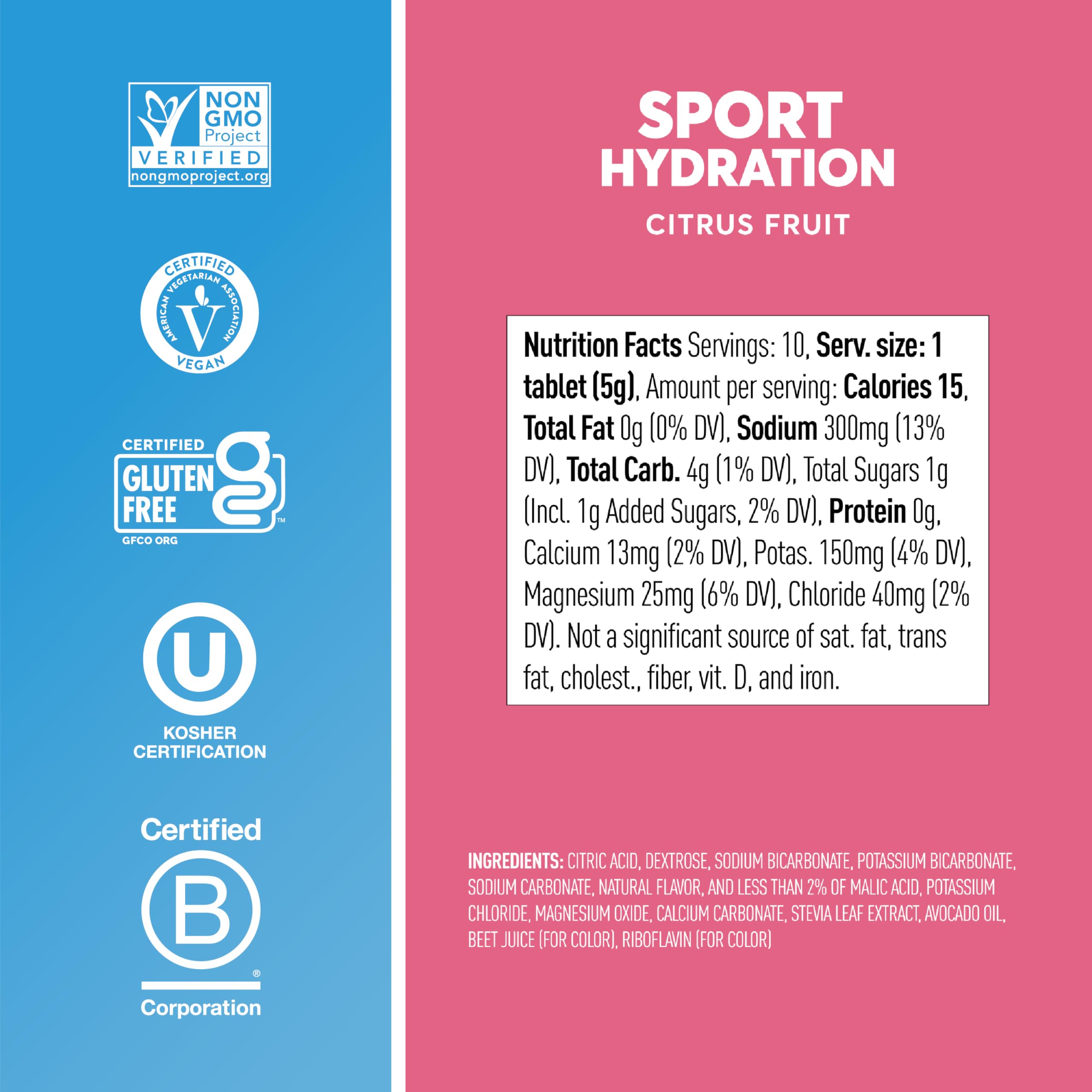 Nuun tubo al lado de botella para comparar tamaño y portabilidad