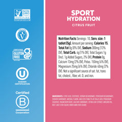 Nuun tubo al lado de botella para comparar tamaño y portabilidad