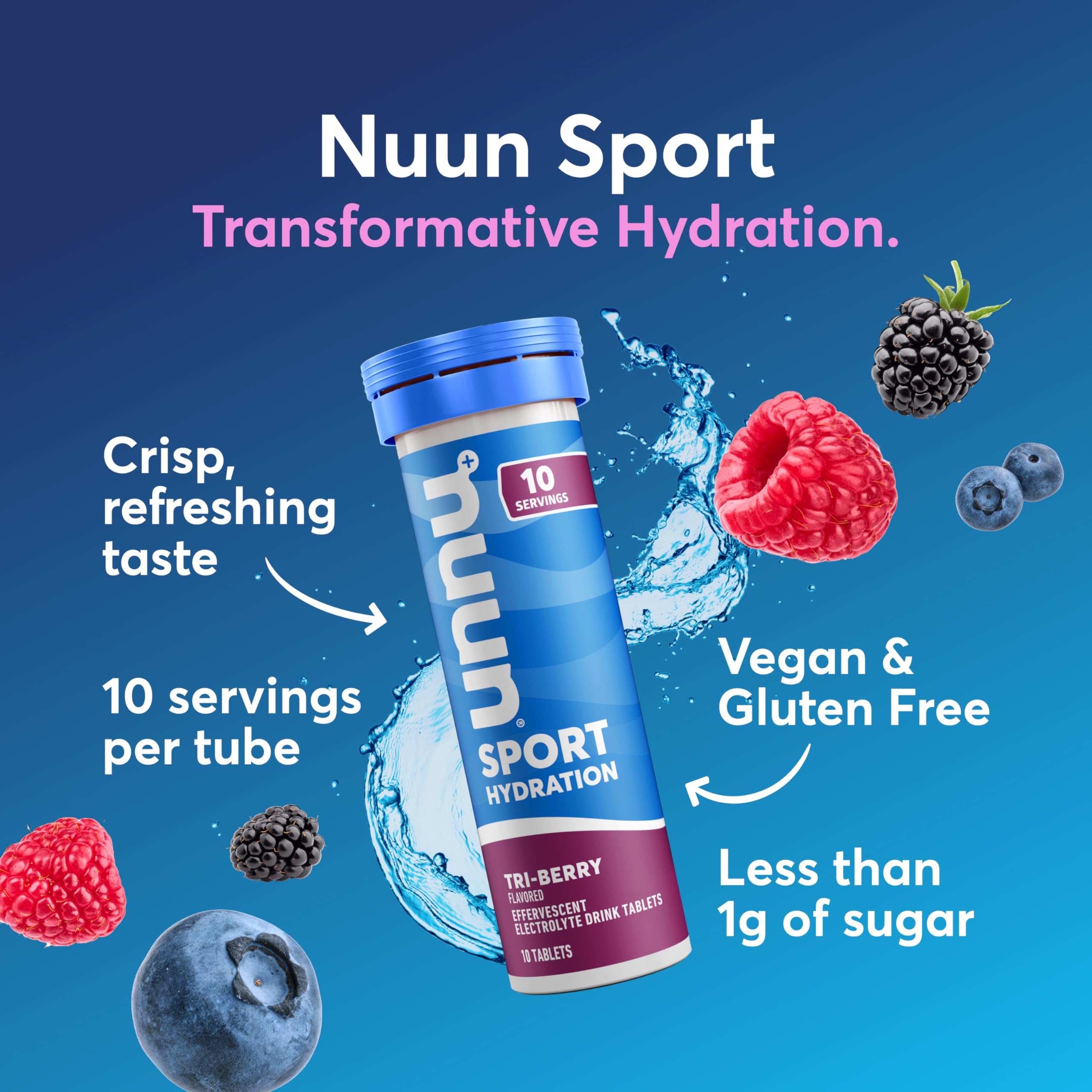 Nuun tableta efervescente en primer plano con textura visible para disolver rápido