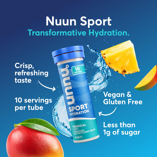 Nuun tableta efervescente en primer plano que muestra facilidad de uso