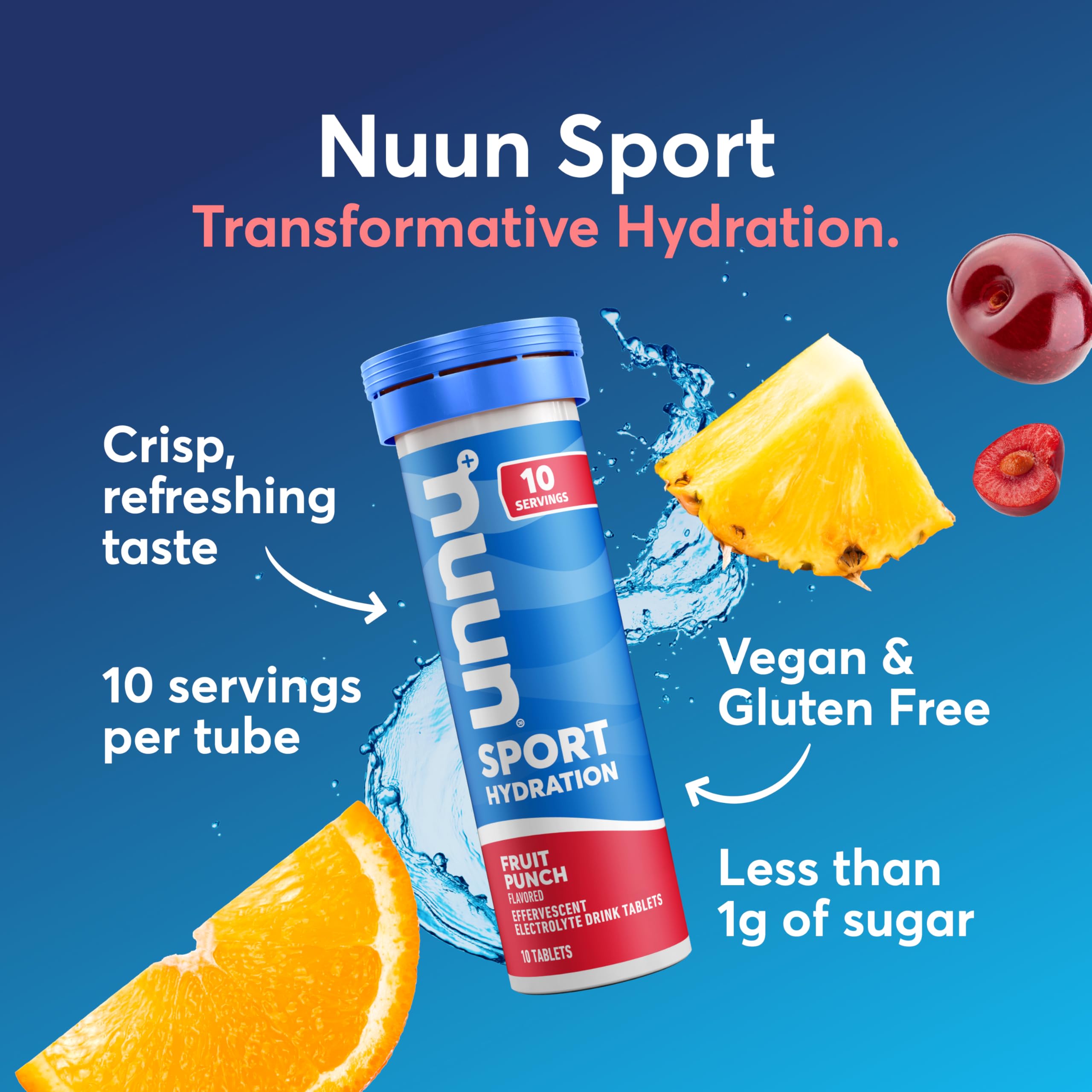 Nuun tableta efervescente primer plano disolviéndose y liberando sabor