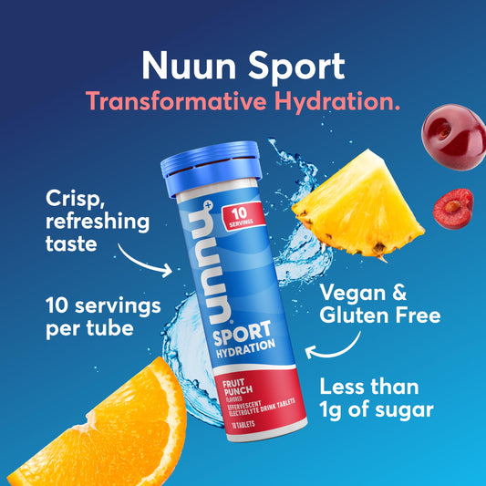 Nuun tableta efervescente primer plano disolviéndose y liberando sabor