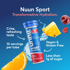 Nuun tableta efervescente primer plano disolviéndose y liberando sabor