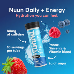Nuun tableta efervescente en primer plano mostrando disolución rápida