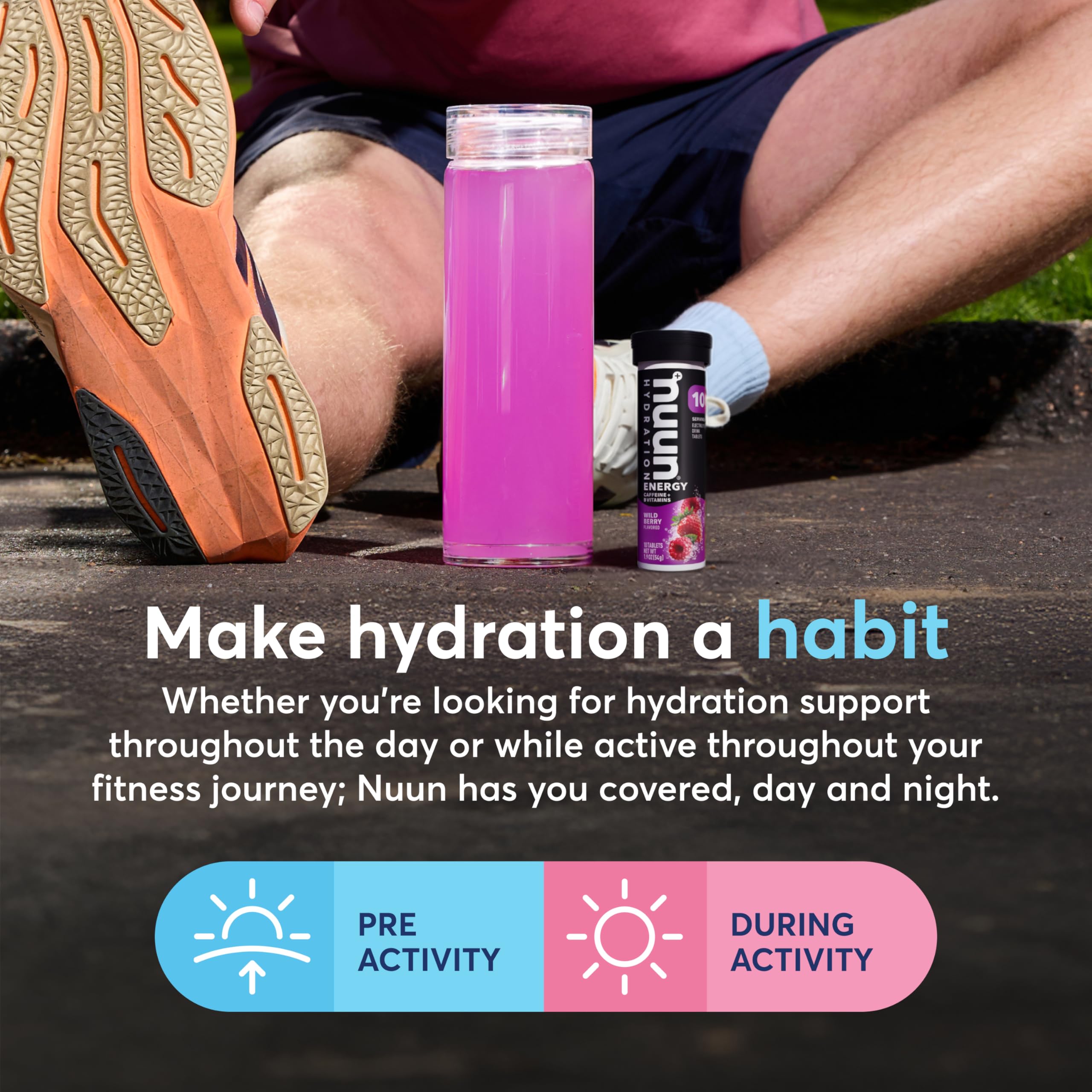 Nuun tubo en mano para comparar tamaño y llevar a entrenamientos