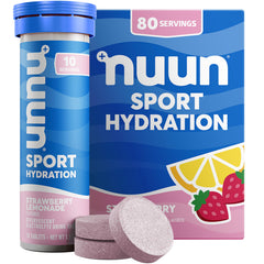 Nuun tubo frontal fresa limón mostrando etiquetas y beneficios prácticos