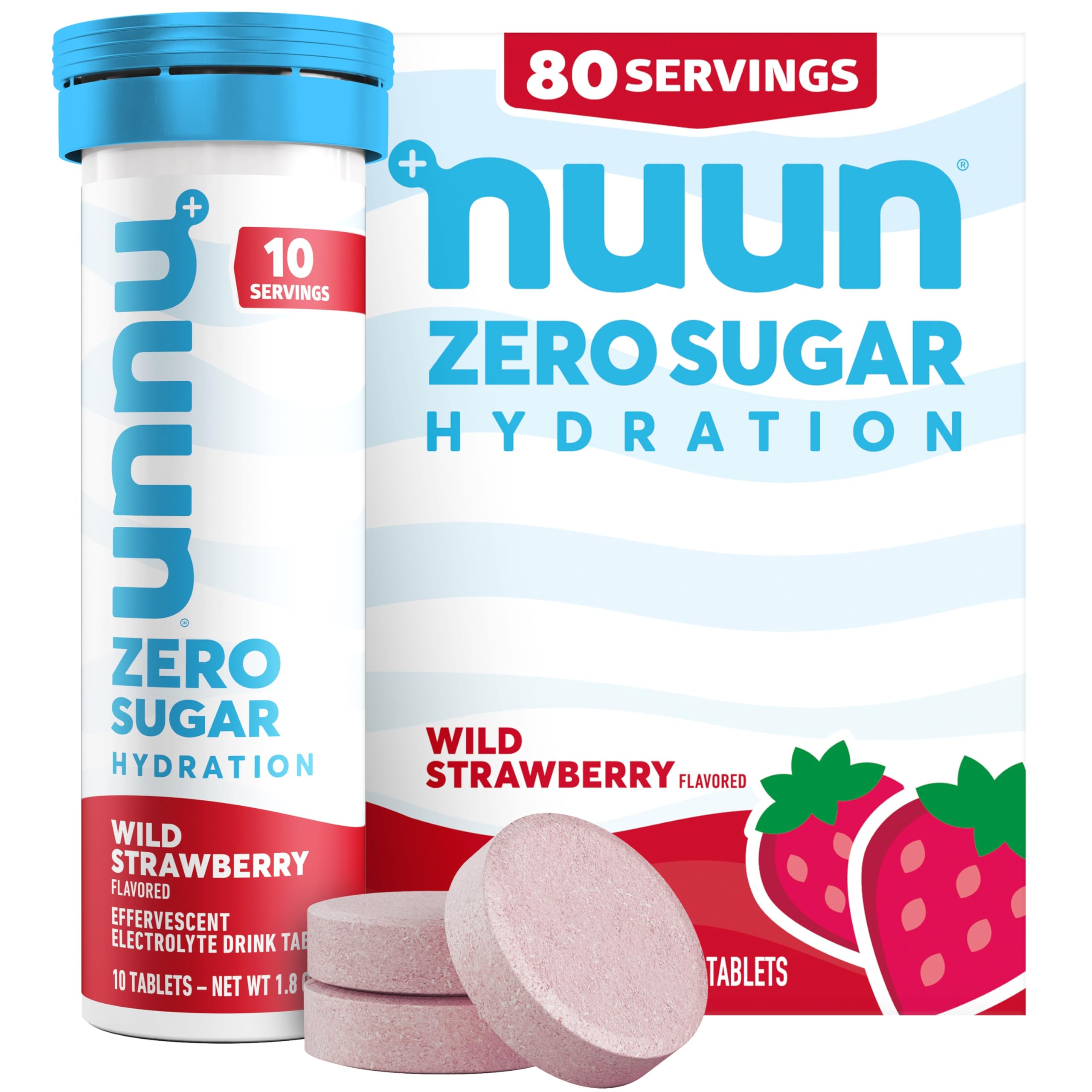 Nuun tubo frontal fresa silvestre mostrando el envase y conveniencia