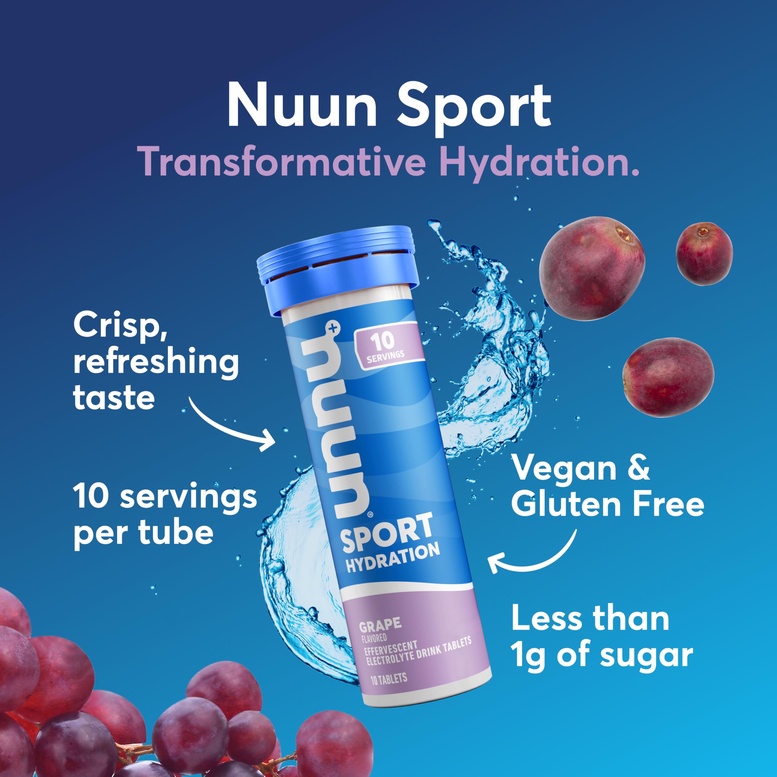 Nuun detalle de tableta efervescente disolviéndose y liberando electrolitos