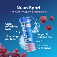 Nuun detalle de tableta efervescente disolviéndose y liberando electrolitos