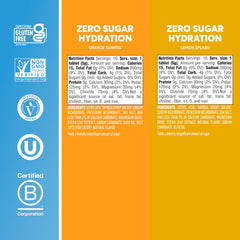 Comparación de tamaño de un tubo Nuun Zero Sugar junto a una botella de 16 oz, muestra dosificación práctica