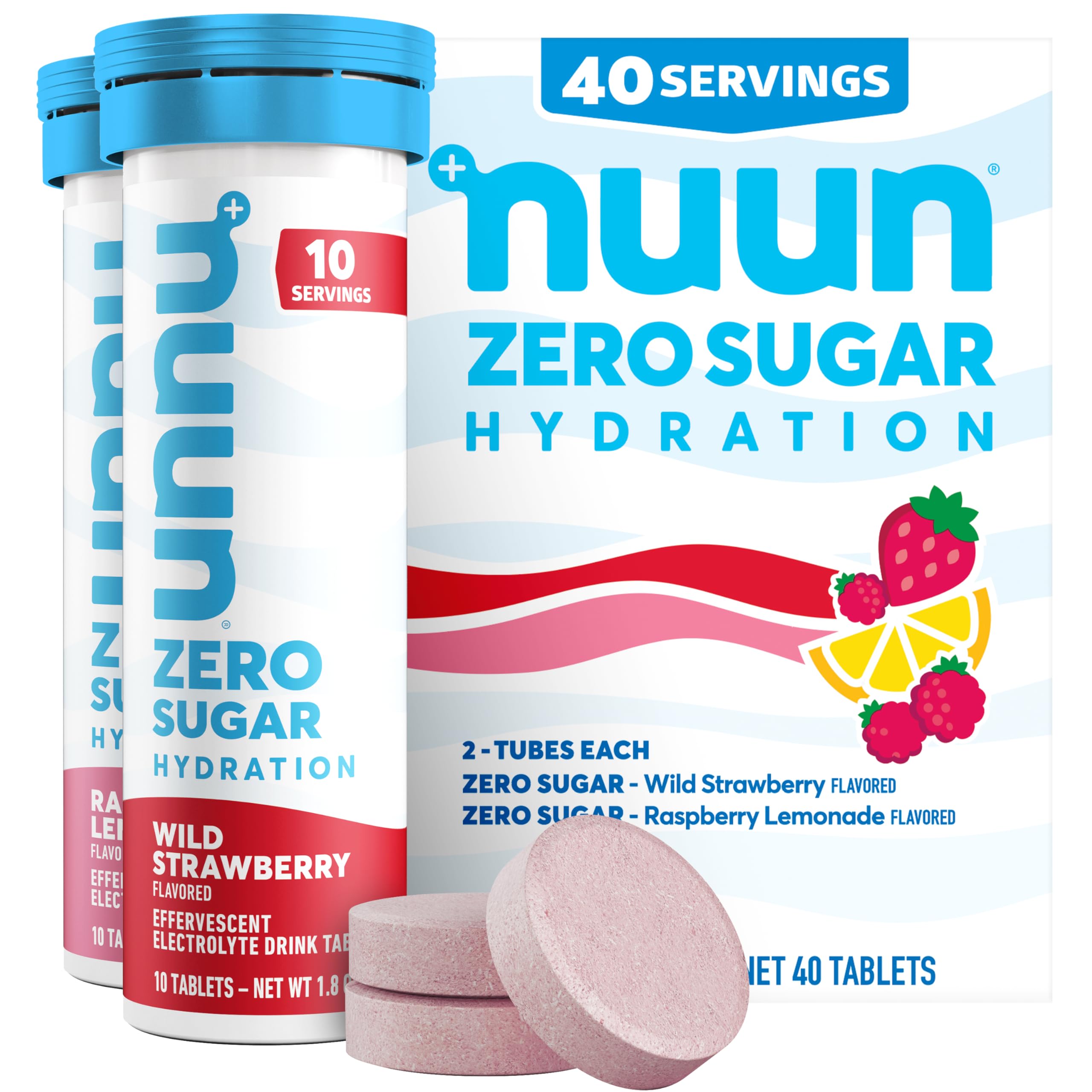 Nuun Zero Sugar frente del tubo mostrando diseño y conveniencia