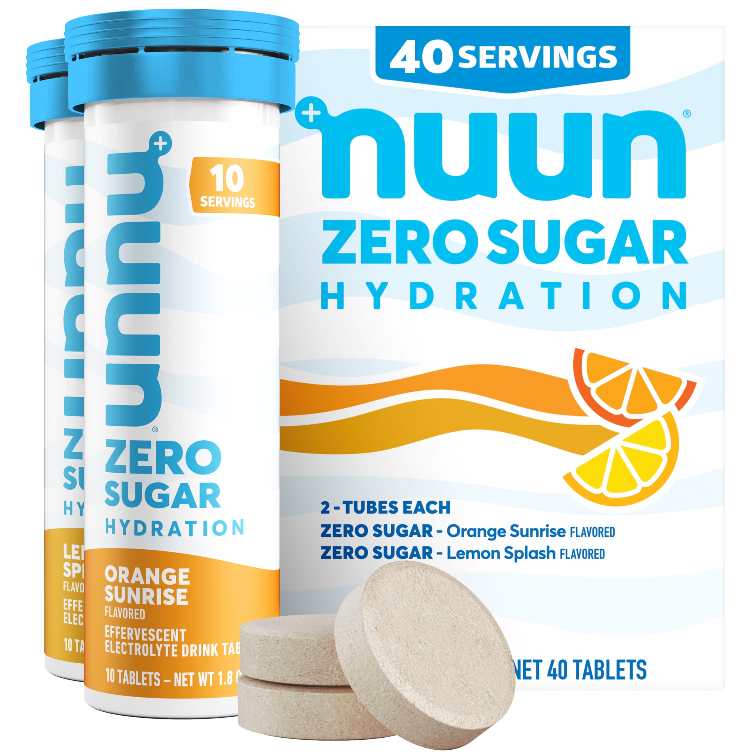 Nuun Zero Sugar frente del empaque Mixed Citrus mostrando tubos y marca, fácil identificación y portabilidad